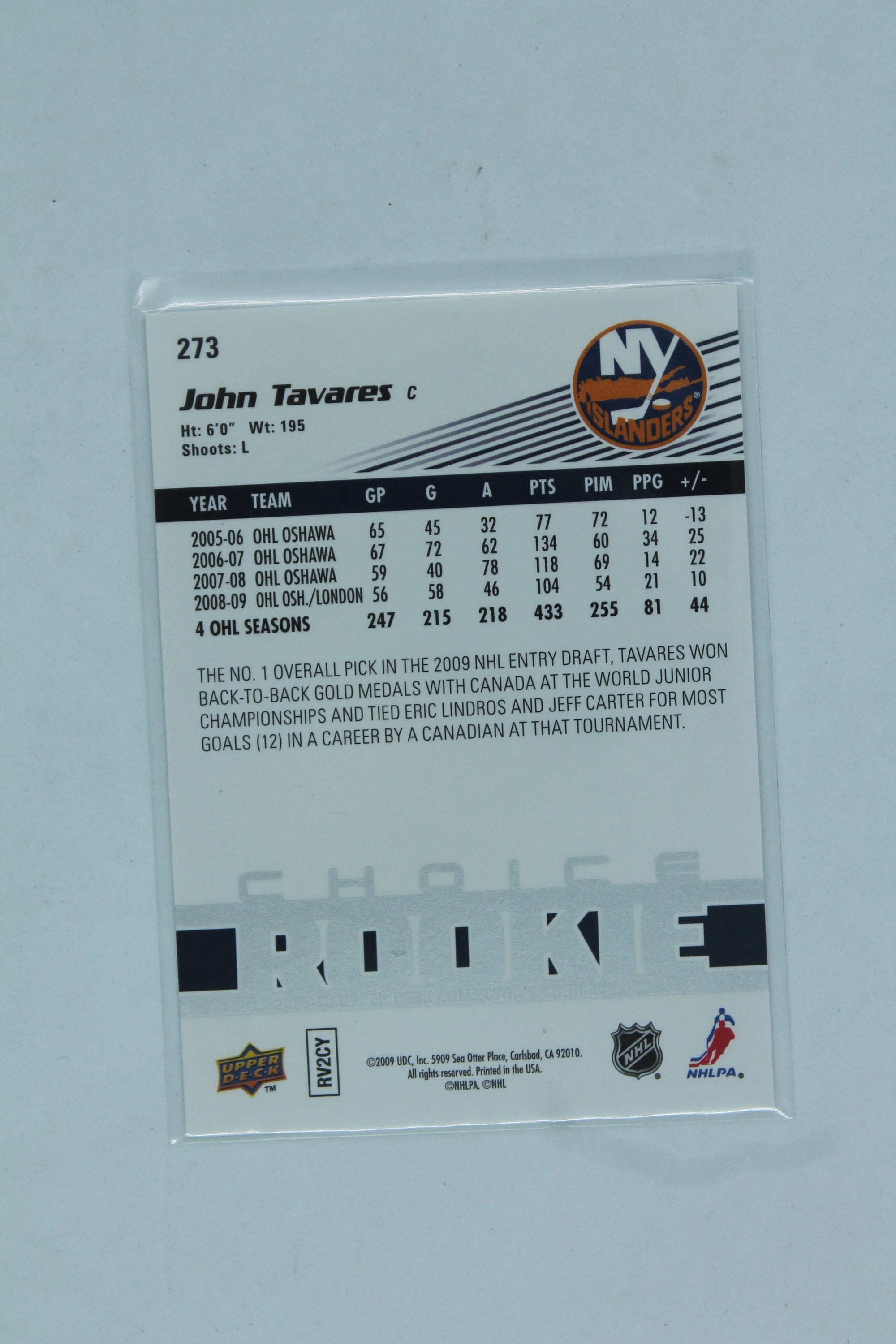 John Tavares  2009-10 Upper Deck Collector's Choice - Choice Reserve Rookie Card