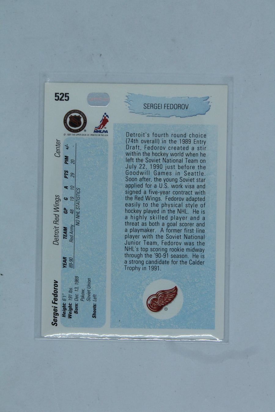 Sergei Fedorov 1990-91 Upper Deck Young Guns Rookie Card
