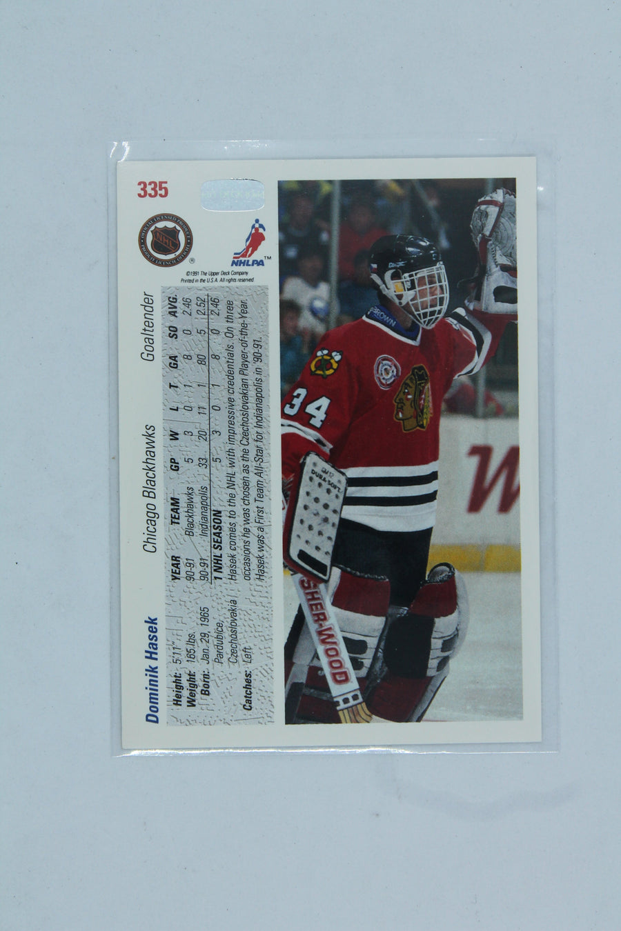 Dominik Hasek 1991-92 Upper Deck Rookie Card - Detroit Red Wings