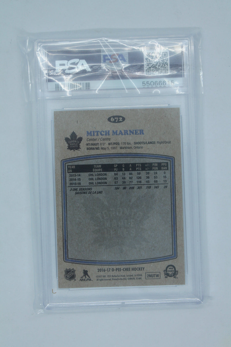 Mitch Marner 2016-17 Upper Deck - O-Pee-Chee Update - Retro Marquee Rookie  - Mint PSA 9 Card