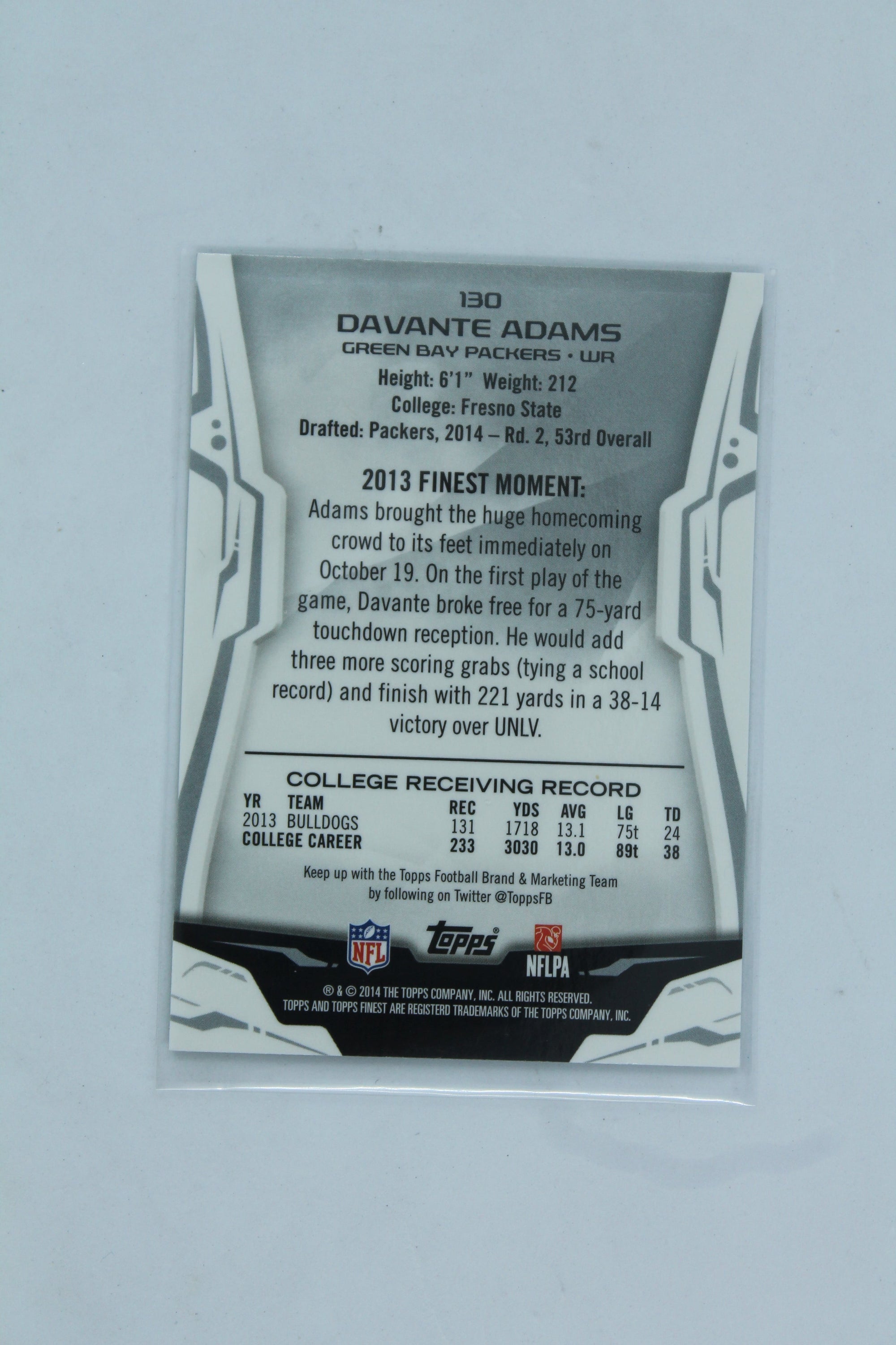 Davante Adams 2014 Topps Finest Rookie Card