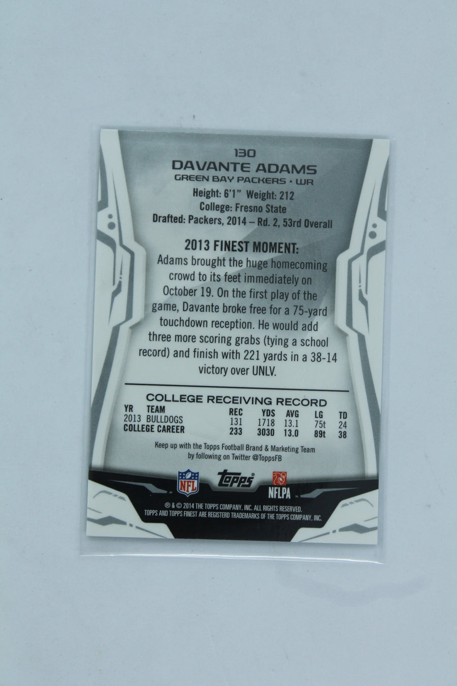 Davante Adams 2014 Topps Finest Rookie Card