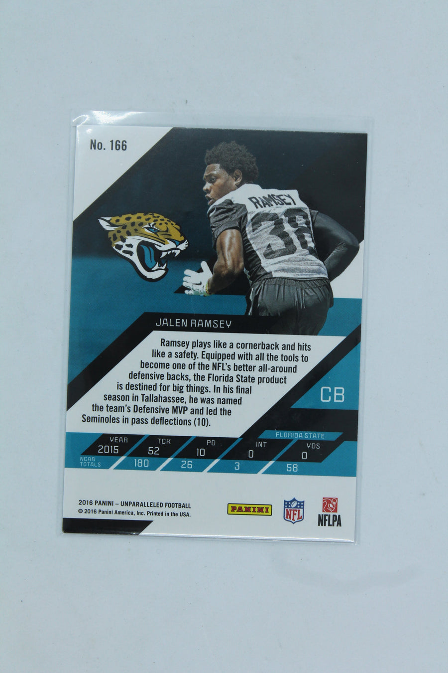 Jalen Ramsey 2016 Panini Unparalleled Purple Rookie Card - Jacksonville Jaguars