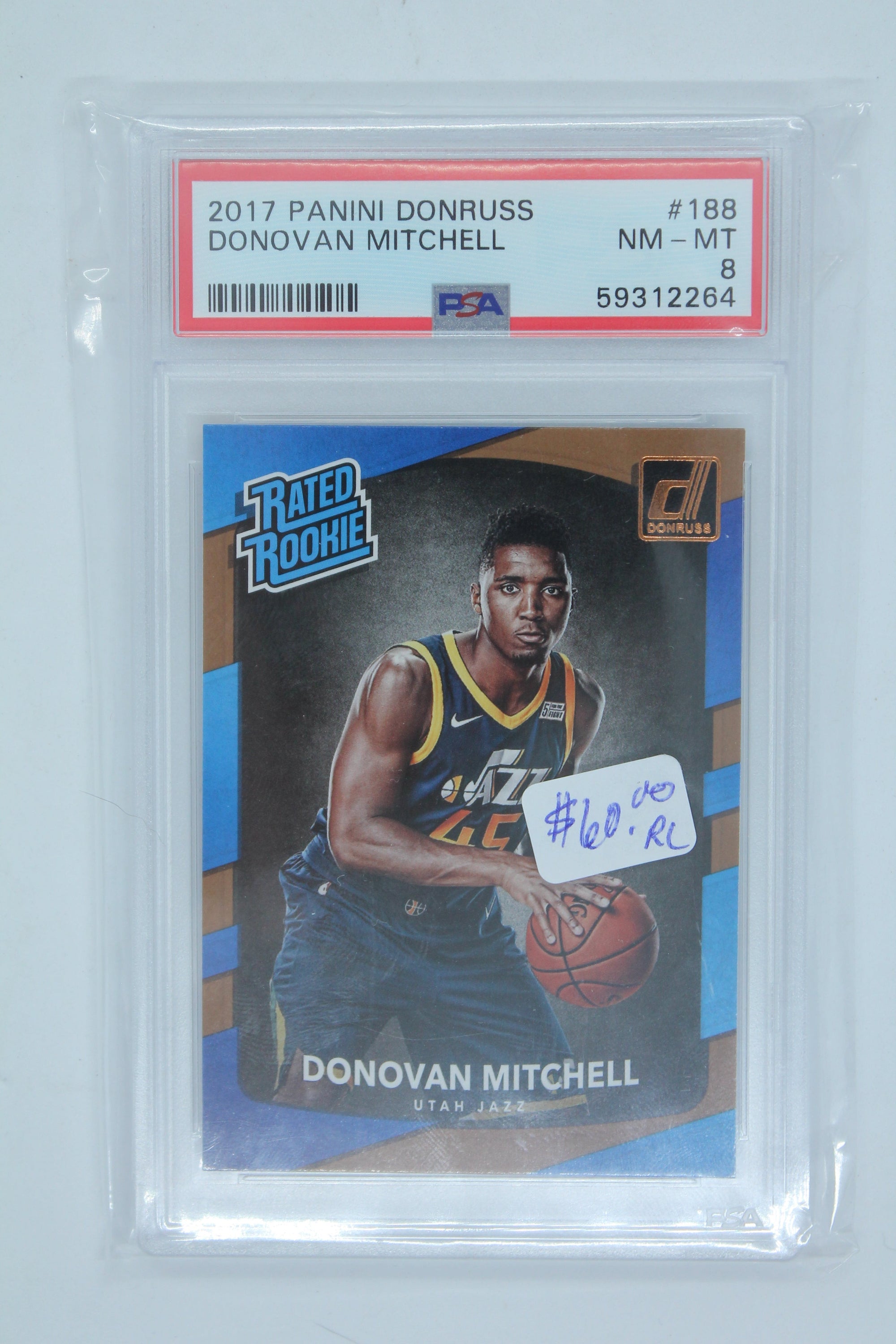 Donovan Mitchell 2017-18 Panini Donruss Rookie Card PSA 8