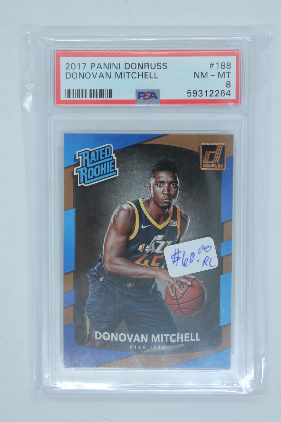 Donovan Mitchell 2017-18 Panini Donruss Rookie Card PSA 8