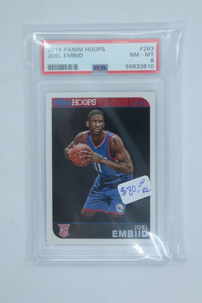 Joel Embiid 2014-15 NBA Hoops Rookie Card PSA 8