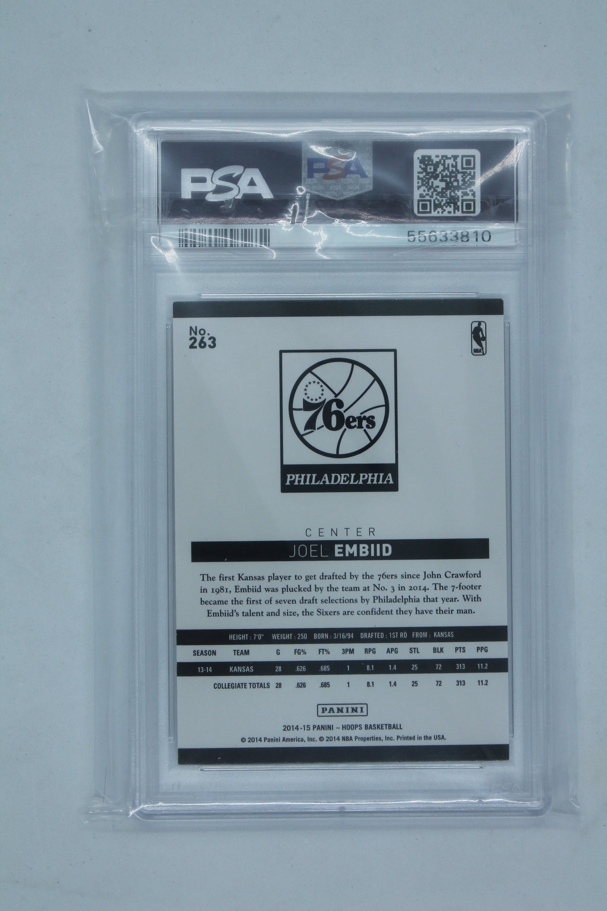 Joel Embiid 2014-15 NBA Hoops Rookie Card PSA 8
