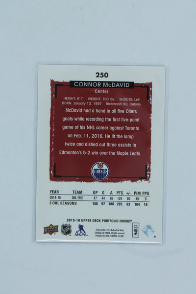 Connor McDavid 2015-16 Upper Deck Portfolio Rookie Card