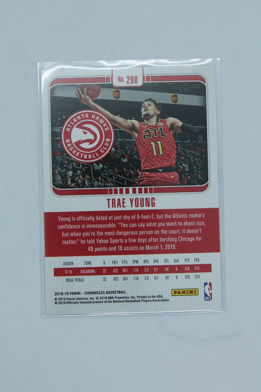 Trae Young 2018-19 Panini Chronicles Studio Rookie Card