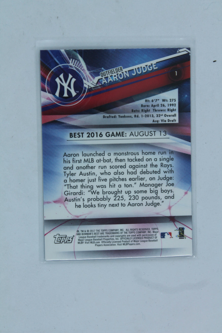 Aaron Judge 2017 Bowman's Best Rookie Card