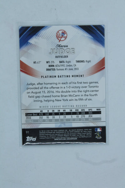 Aaron Judge 2017 Bowman Platinum Rookie Card