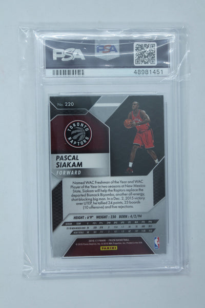 Pascal Siakam 2016 Panini Prizm Graded Rookie Card PSA Mint 8