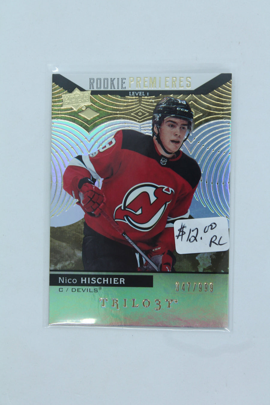Nico Hischier 2017-18 Upper Deck Trilogy - Rookie Premieres Level 1 RC - #347/999