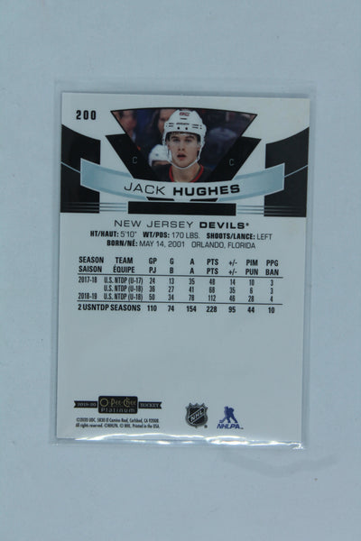 Jack Hughes 2019-20 O-Pee-Chee Platinum Marquee Rookies Rookie Card