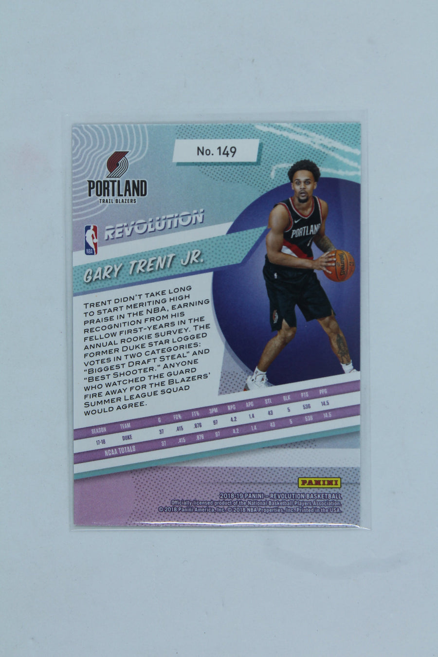Gary Trent Jr. 2018-19 Panini Revolution Rookie Card
