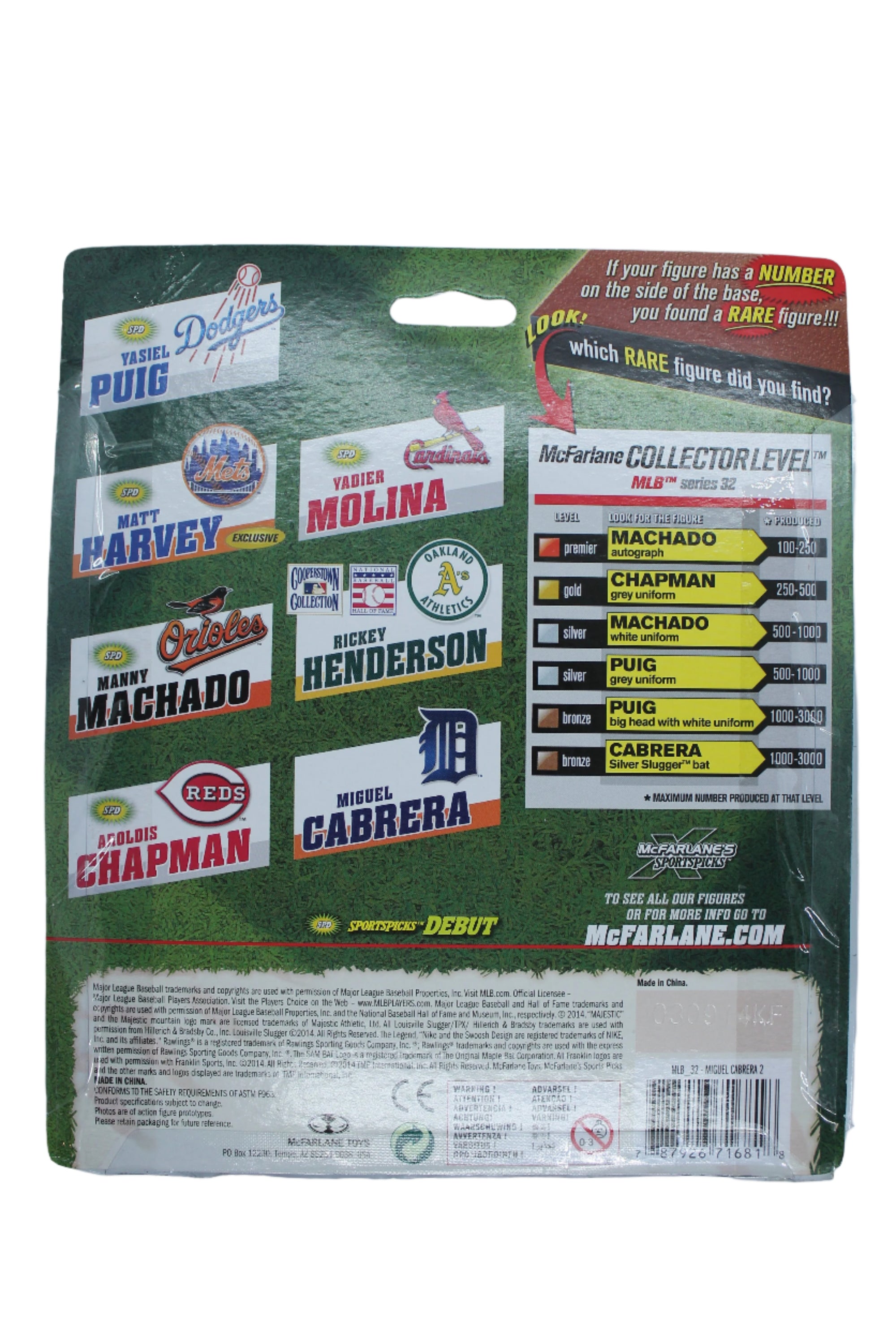 MIGUEL CABRERA McFarlane MLB 32 Detroit Tigers Grey Uniform Rare Action Figure