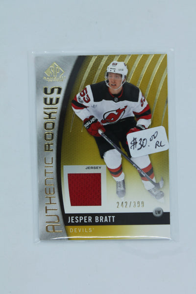 Jesper Bratt 2019-20 SP Game Used Gold Jersey Rookie Card #242/399