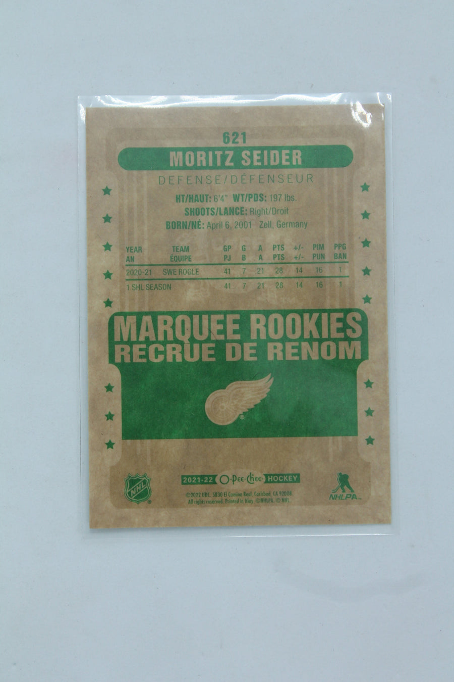 Moritz Seider 2021-22 Upper Deck Series 2 - O-Pee-Chee Update - Retro - Rookie Year