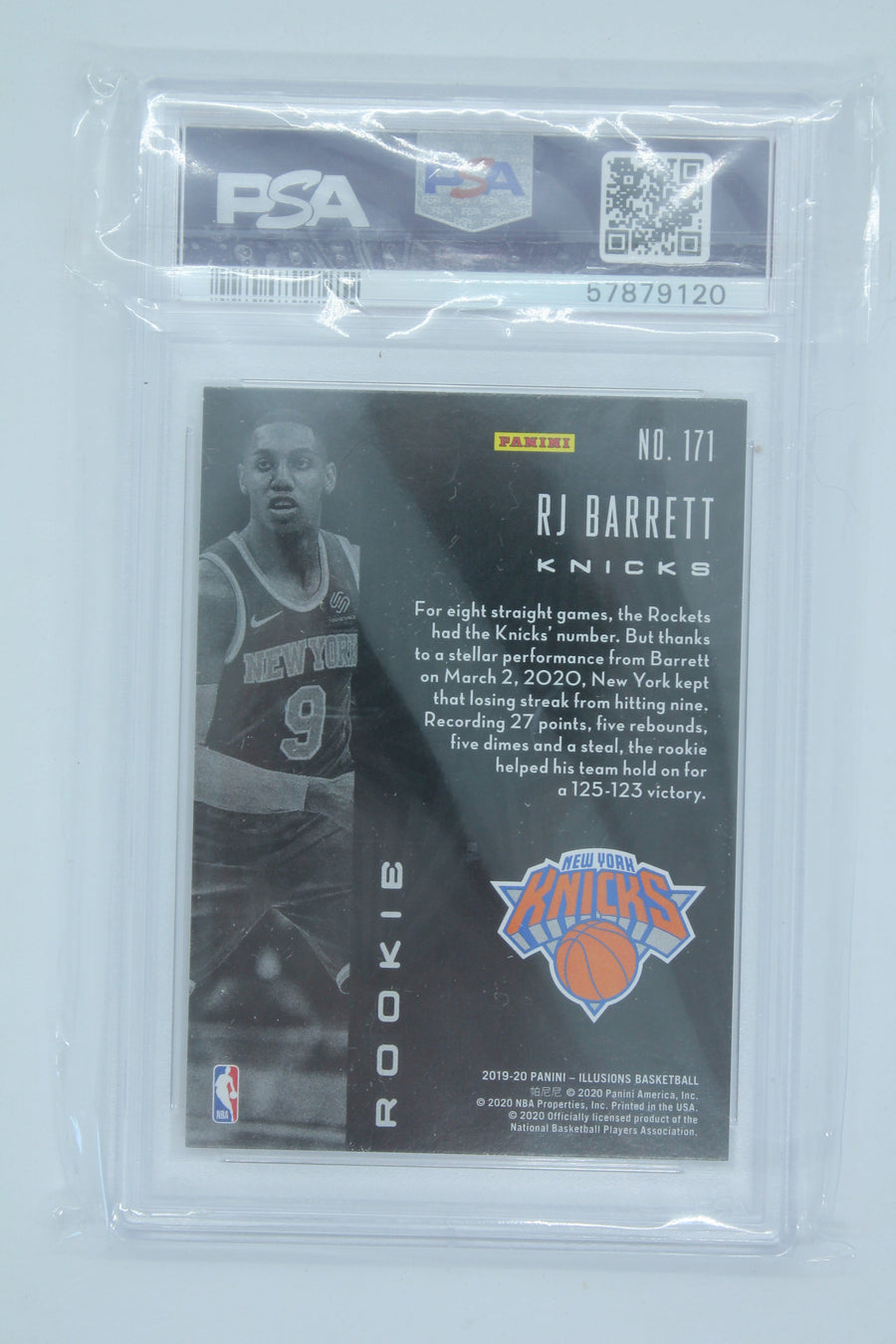 RJ Barrett 2019-20 Panini Illusions Rookie Card - PSA Mint 9