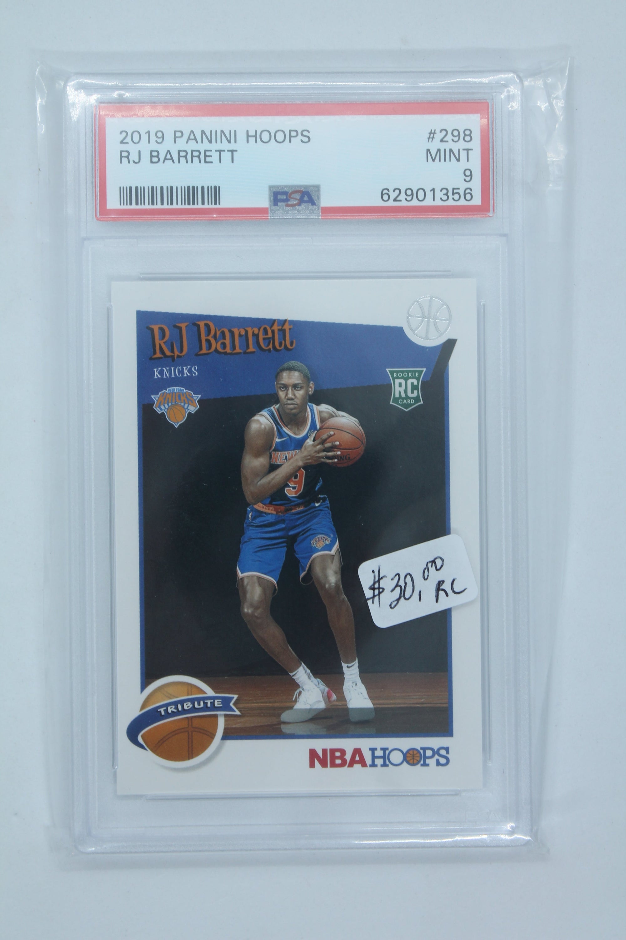 RJ Barrett 2019-20 Panini NBA Hoops Tribute Rookie Card - PSA MINT 9