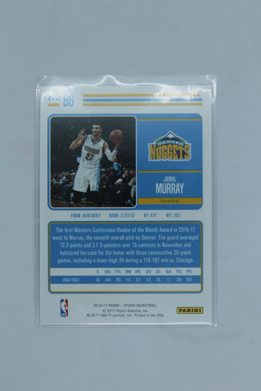 Jamal Murray 2016-17 Panini Studio Rookie Card