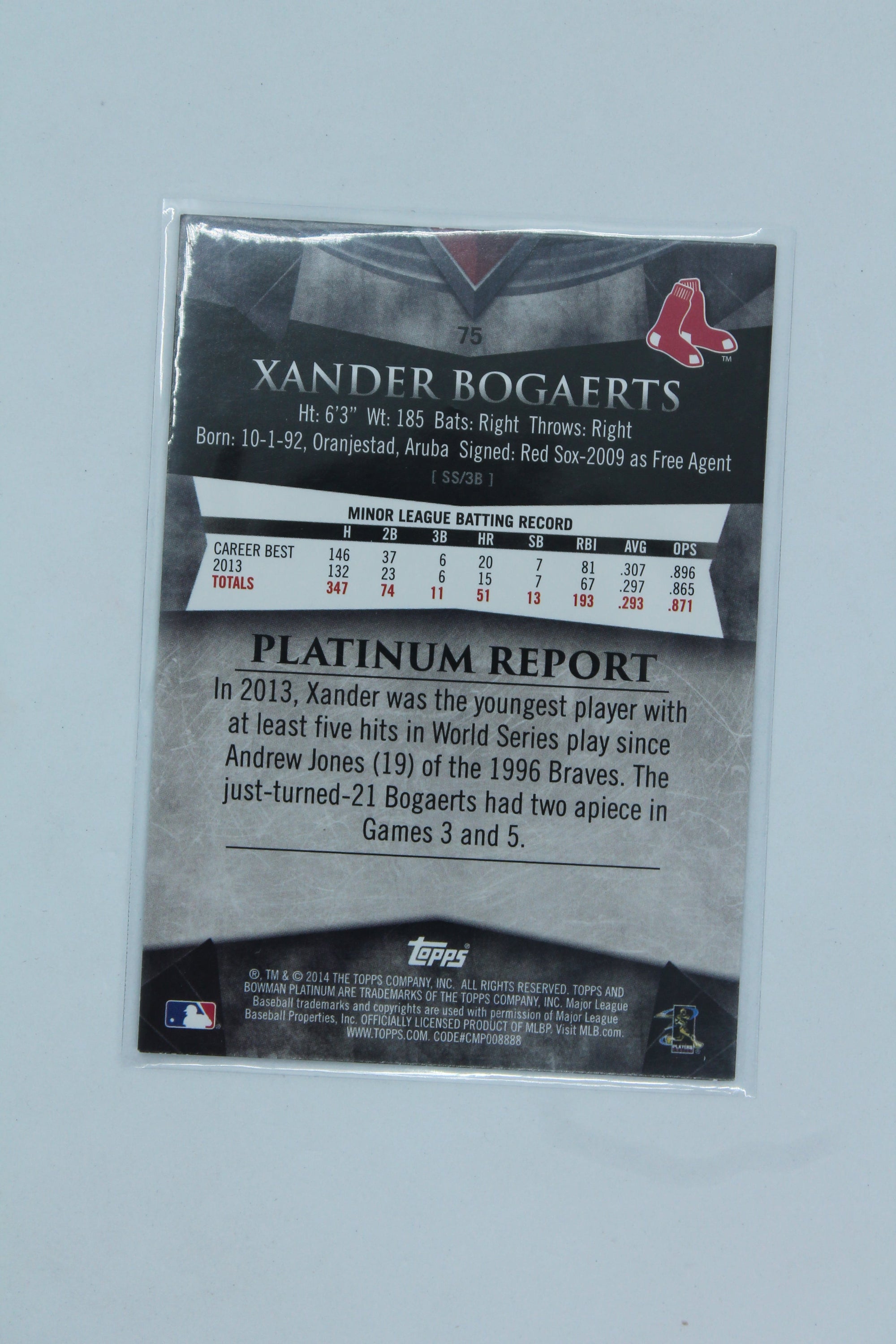 Xander Bogaerts 2014 Bowman Platinum - Gold Rookie Card
