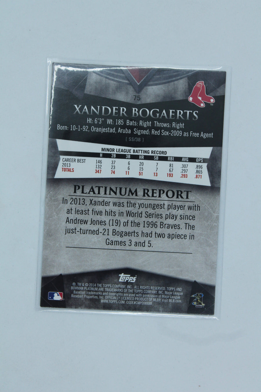 Xander Bogaerts 2014 Bowman Platinum - Gold Rookie Card