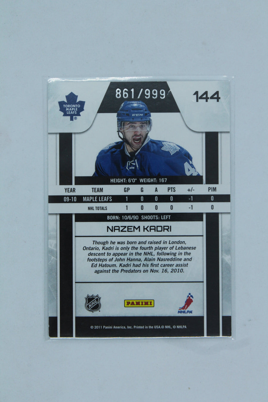 Nazem Kadri 2010-11 Zenith #861/999 Rookie Card