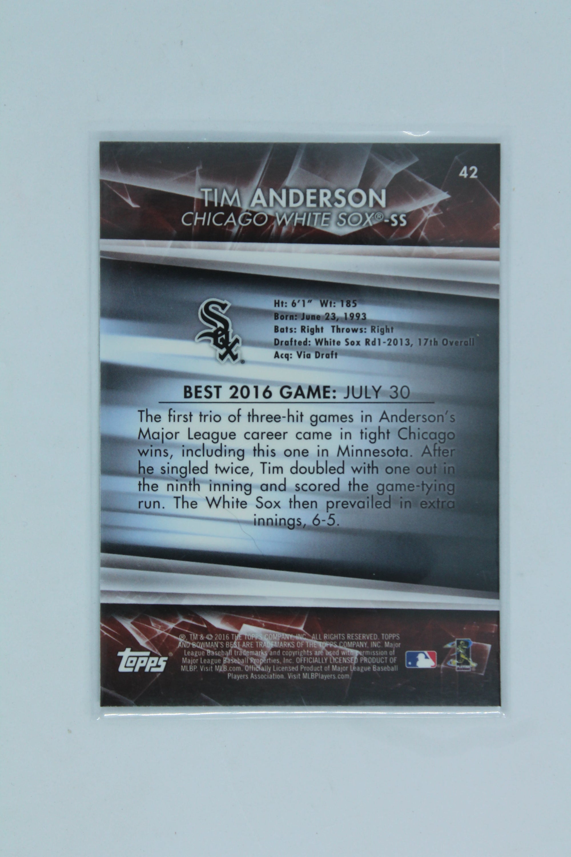 Tim Anderson 2016 Bowman's Best Rookie Card