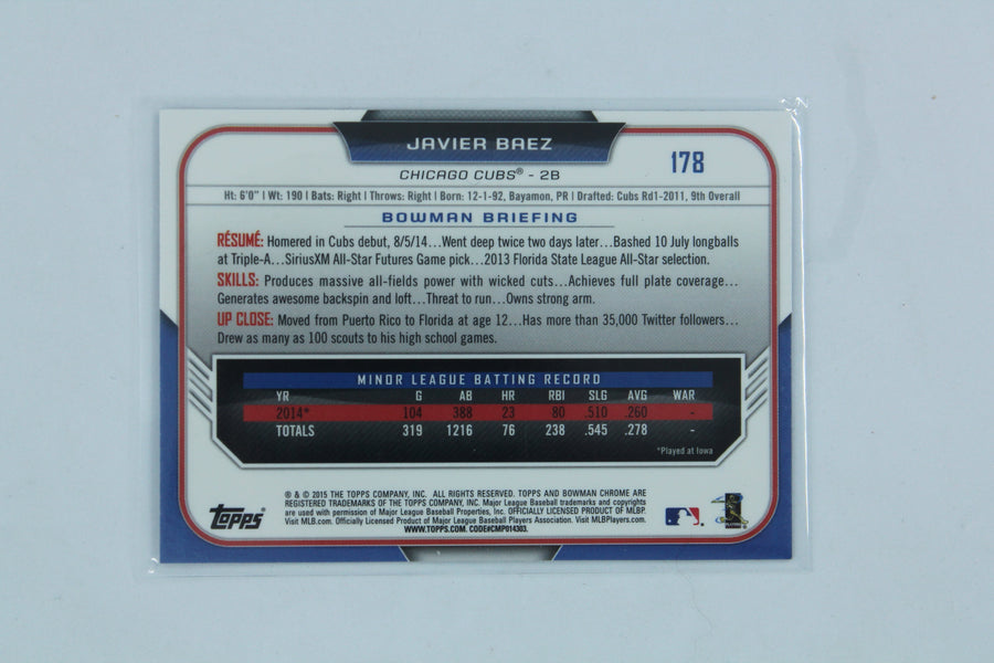 Javier Baez 2015 Bowman Chrome Rookie Card