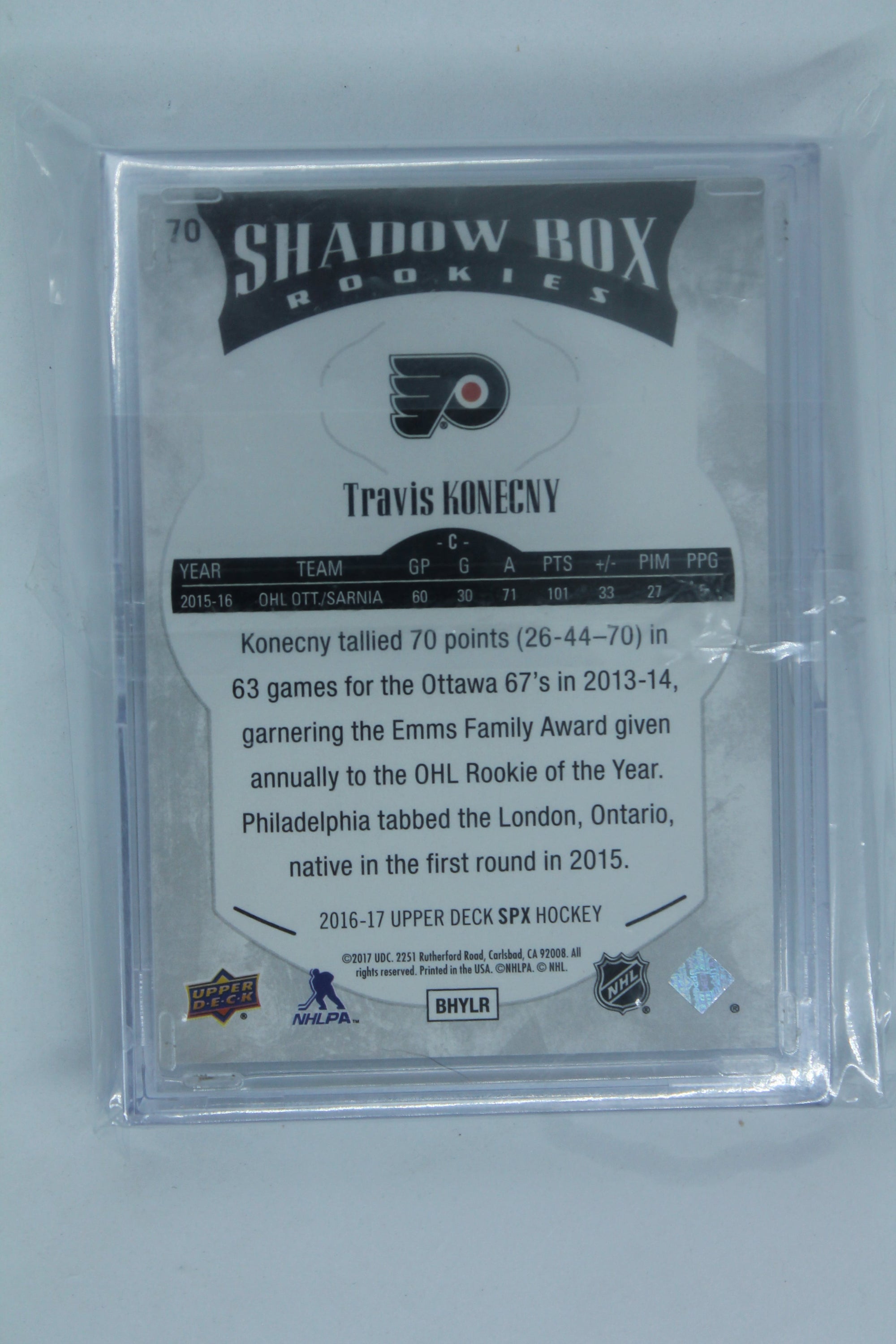 Travis Konecny 2016-17 SPx Shadow Box Rookies Rookie Card #191/249