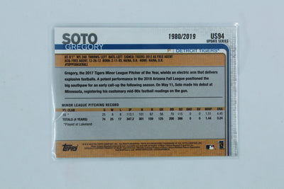 Gregory Soto 2019 Topps Update Series - Gold Rookie Card #1980/2019