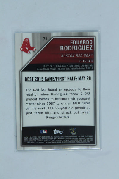 Eduardo Rodriguez 2015 Bowman's Best - Blue Refractor #69/150 Rookie Card