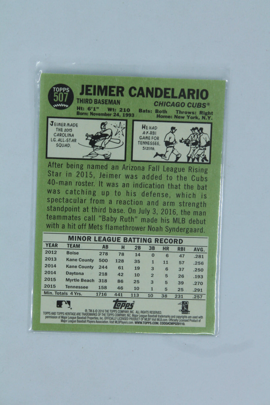 Jeimer Candelario 2016 Topps Heritage High Number Rookie Card