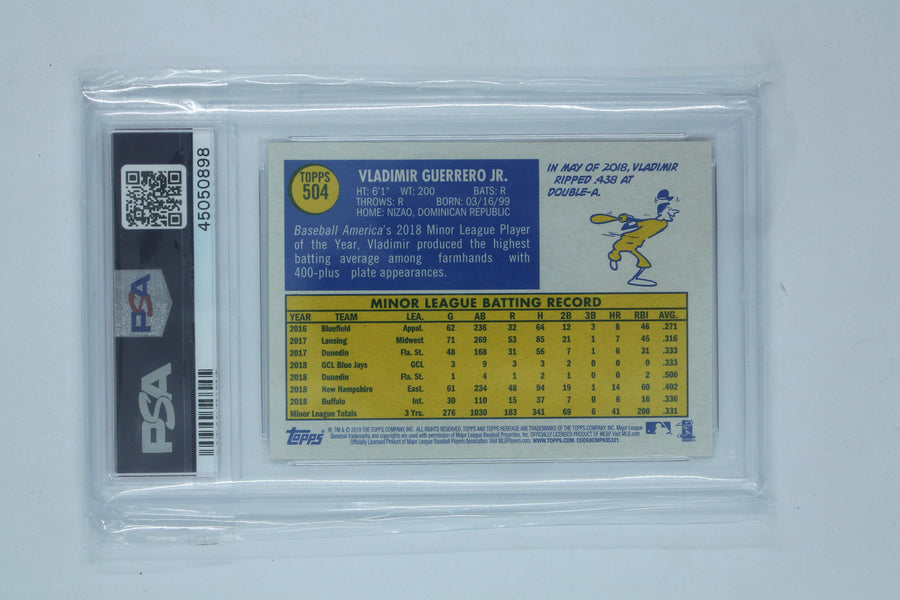 Vladimir Guerrero Jr. Rookie Card 2019 Topps Heritage - PSA 9