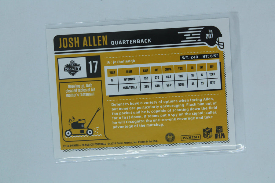 Josh Allen 2018 Panini Classics Rookie Card