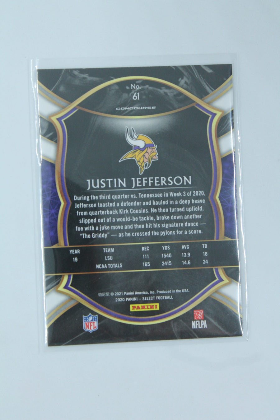 Justin Jefferson 2020 Panini Select Concourse Rookie Card