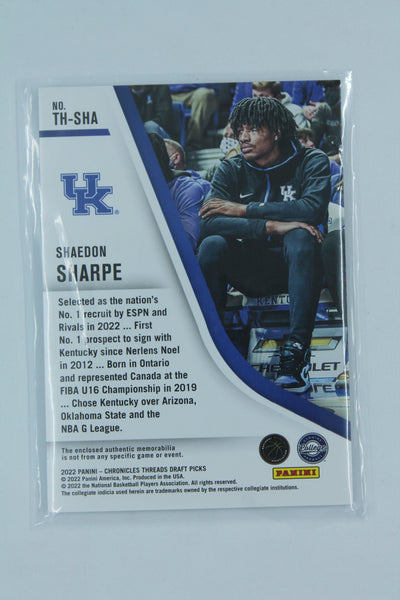 Shaedon Sharpe 2022-23 Panini Chronicles Draft Picks - Threads Rookie Memorabilia