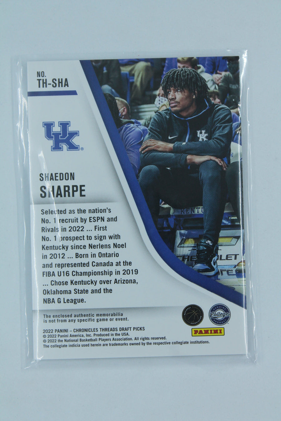 Shaedon Sharpe 2022-23 Panini Chronicles Draft Picks - Threads Rookie Memorabilia