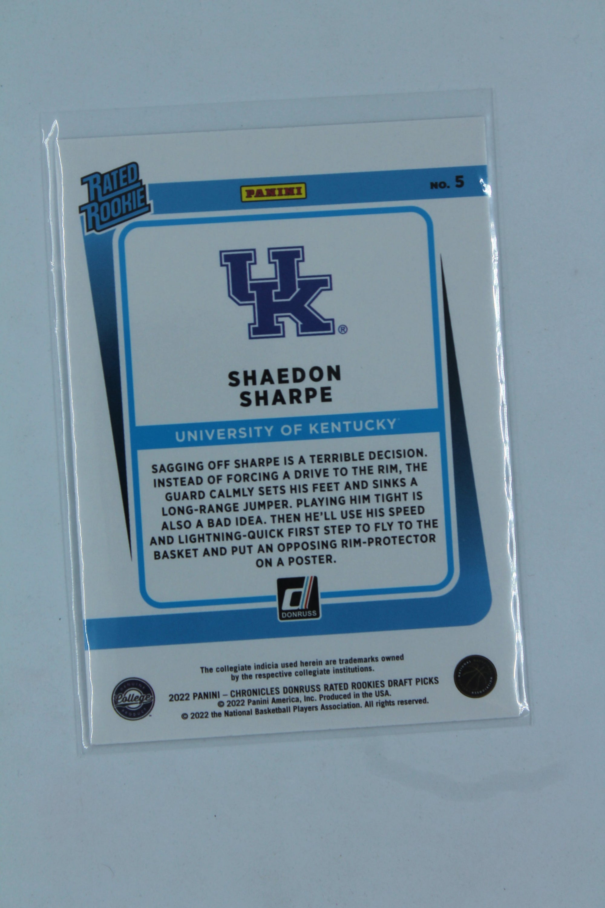 Shaedon Sharpe 2022-23 Panini Chronicles Draft Picks - Donruss Rated Rookies #5 RY