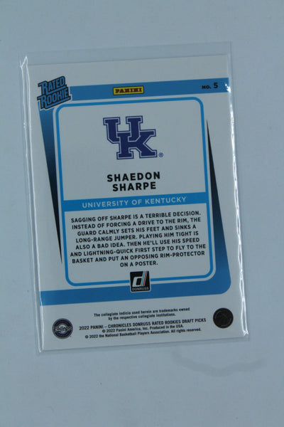 Shaedon Sharpe 2022-23 Panini Chronicles Draft Picks - Donruss Rated Rookies #5 RY