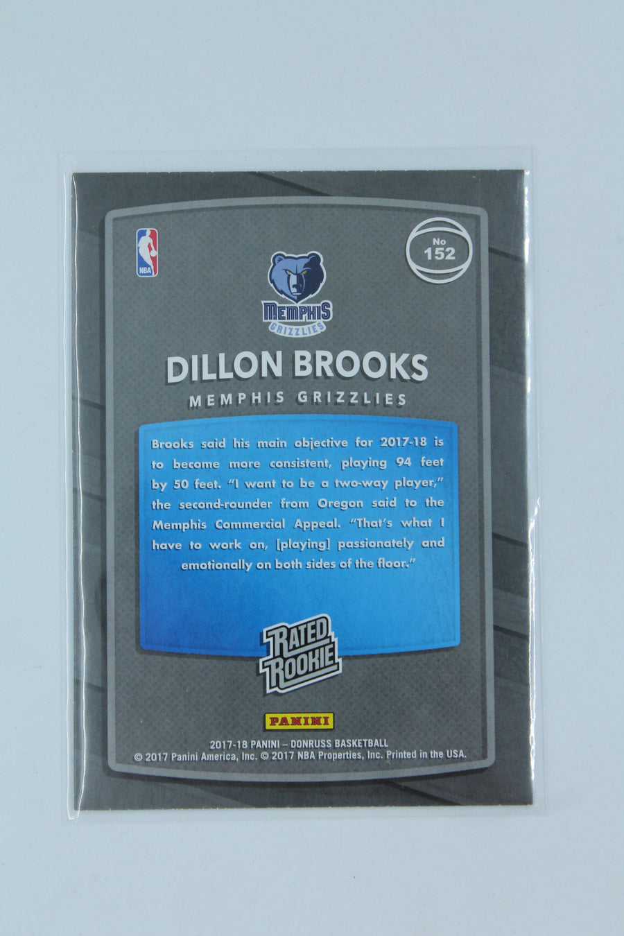 Dillon Brooks 2017-18 Panini Donruss Rated Rookies - Rookie Card