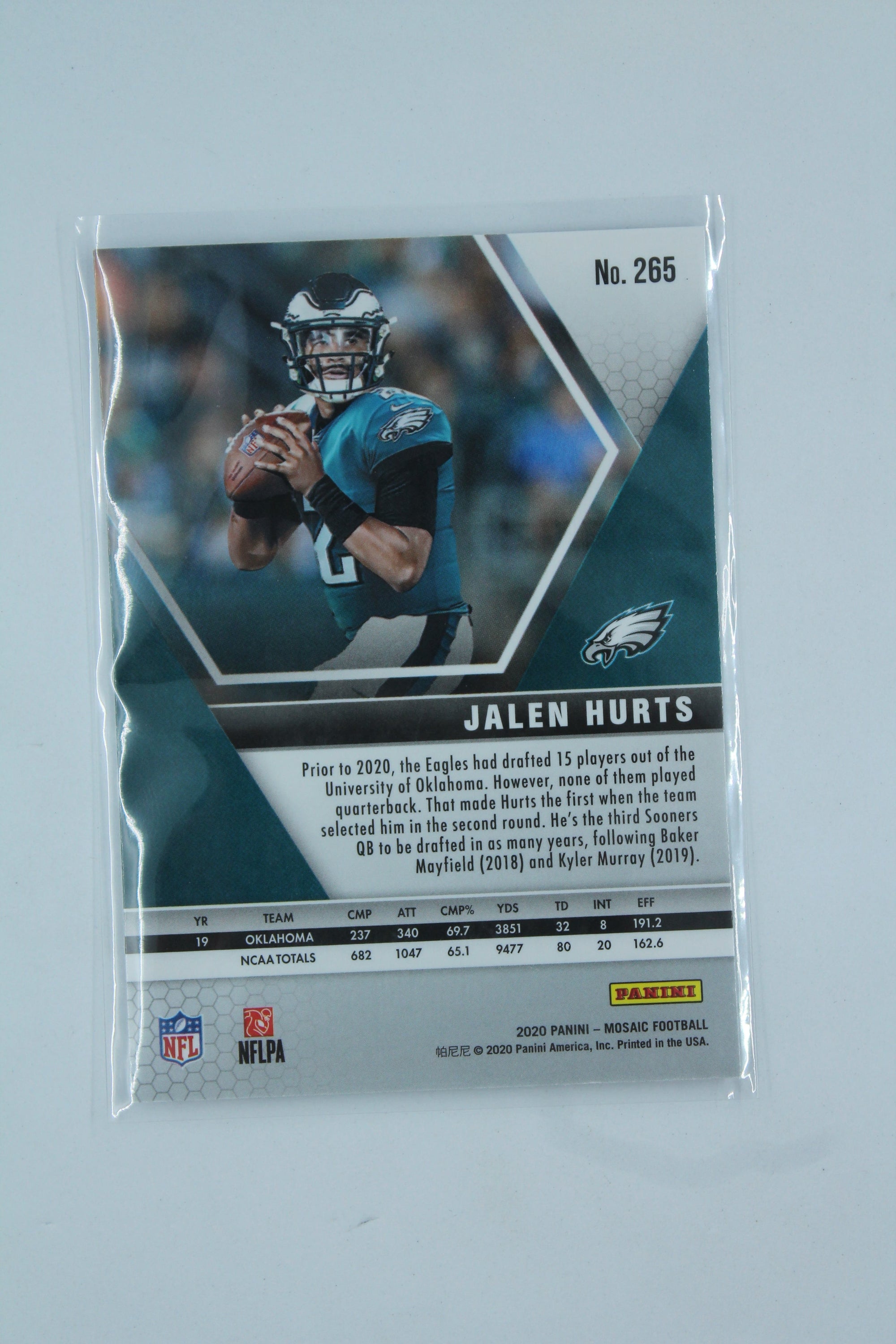 NFL Jalen Hurts Panini Mosaic Rookie Card - Philadelphia Eagles
