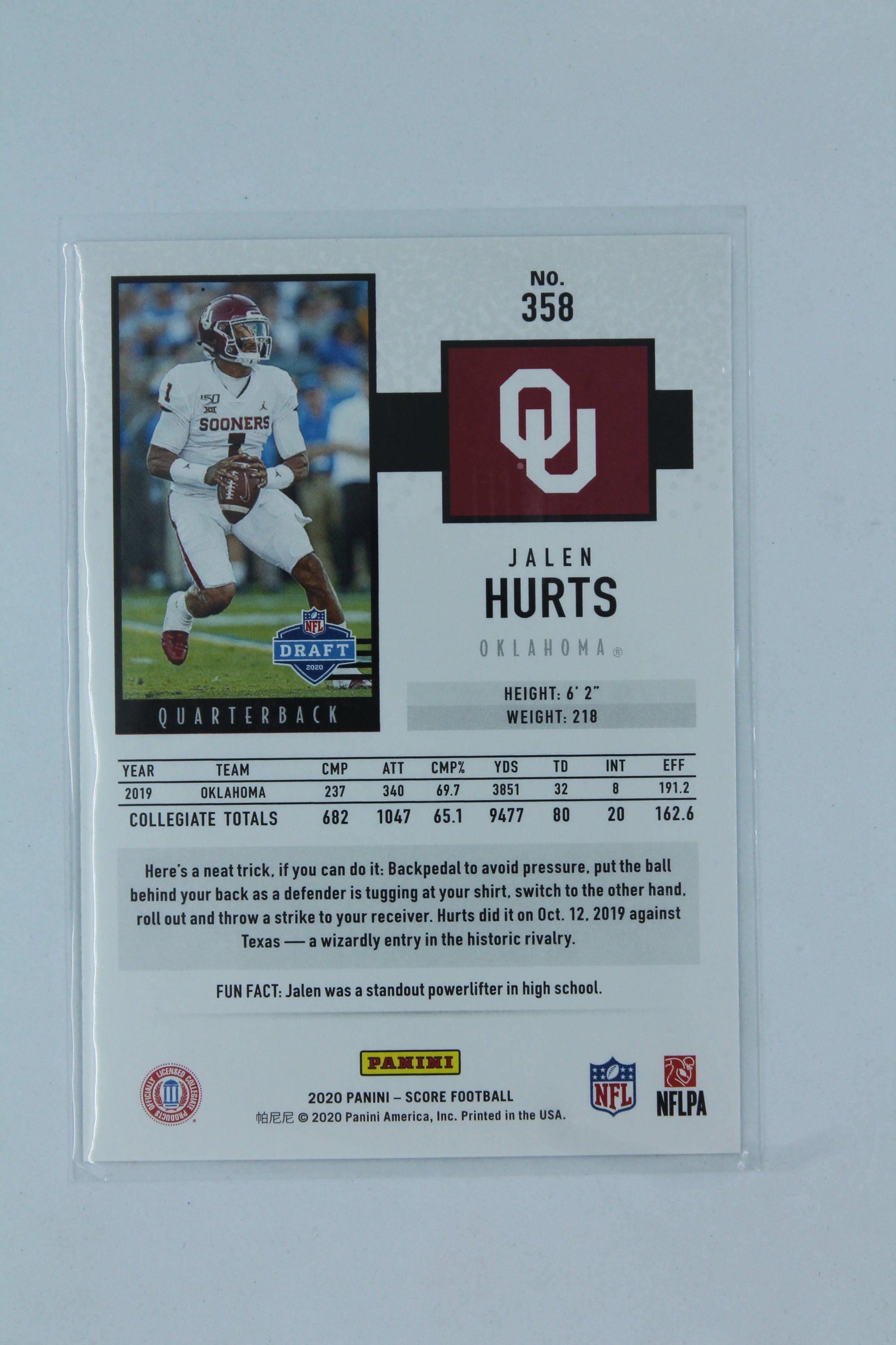 NFL Jalen Hurts Score Rookies Rookie Card - Philadelphia Eagles