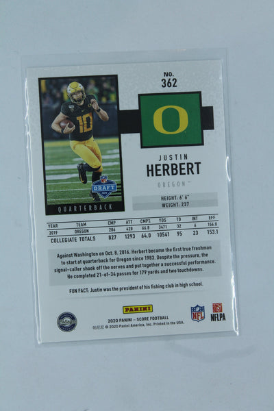 Justin Herbert 2020 Panini Score - Rookies Rookie Card