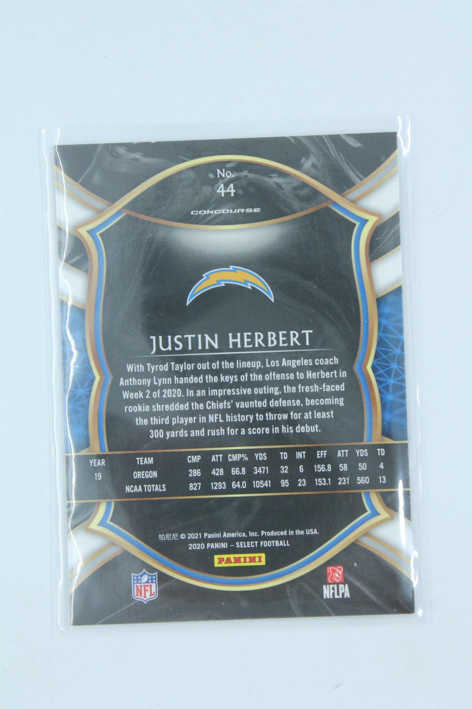 NFL Justin Herbert 2020 Panini Select- Concourse Rookie Card