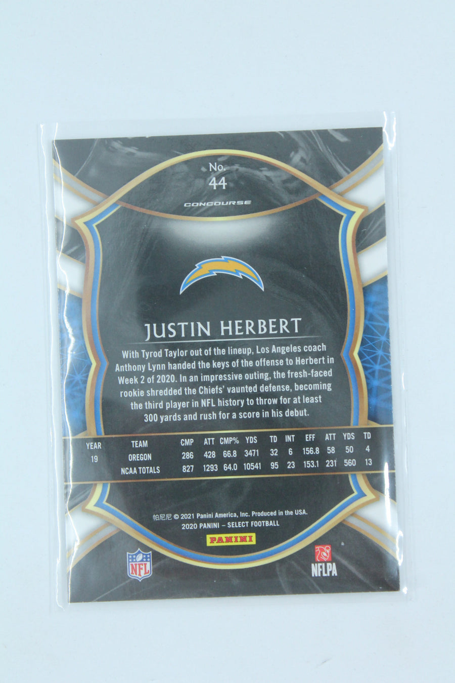 NFL Justin Herbert 2020 Panini Select- Concourse Rookie Card