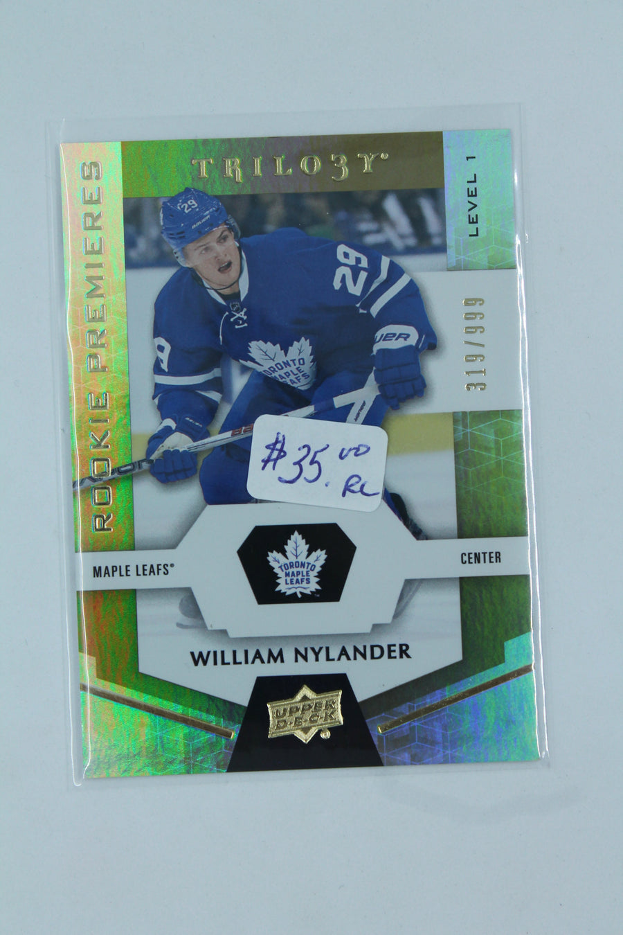 William Nylander 2016-17 Upper Deck Trilogy - Rookie Premiere Level 1 Rookie Card #319/999