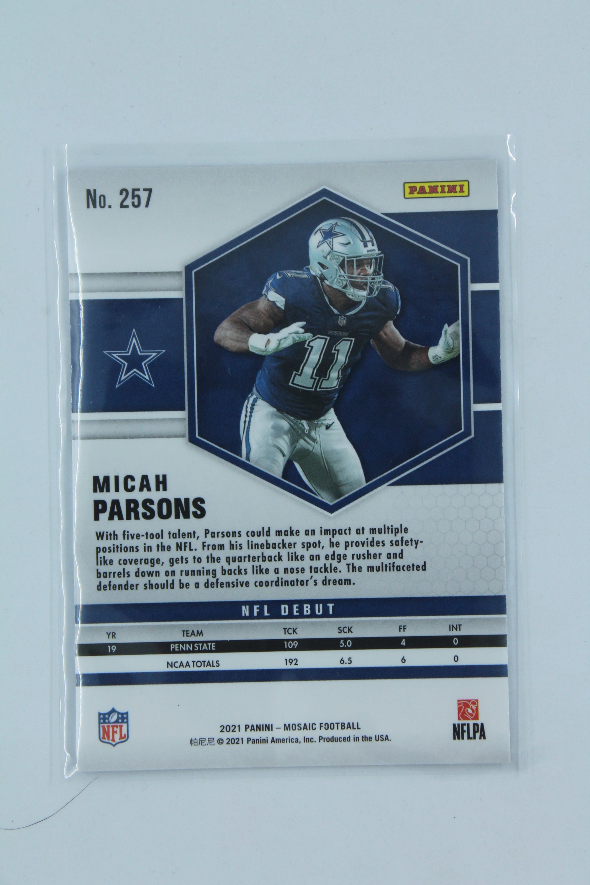 NFL Micah Parsons 2021 Panini Mosaic NFL Debut Rookie Card