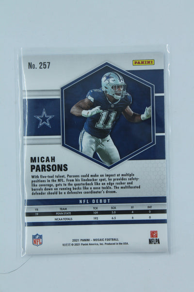 NFL Micah Parsons 2021 Panini Mosaic NFL Debut Rookie Card
